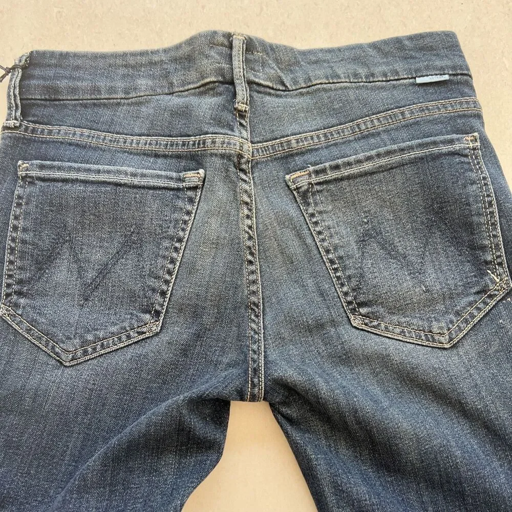 MOTHER Denim The Looker Mid Rise Jeans Size 27 Here Kitty Kitty Dark Blue Wash - Picture 7 of 9